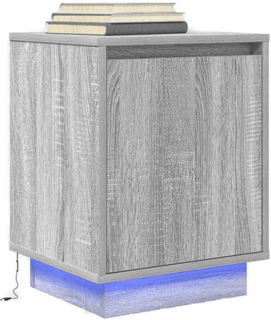 Vidaxl Nattbord med LED grå sonoma