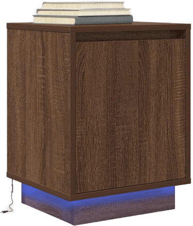 Vidaxl Nattbord med LED brun eik