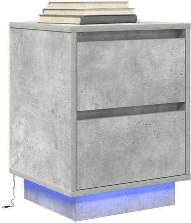 Vidaxl Nattbord med LED betonggrå