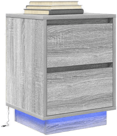 Vidaxl Nattbord med LED grå sonoma