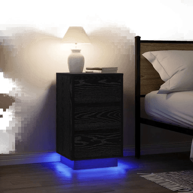 Vidaxl Nattbord med LED-lys svart