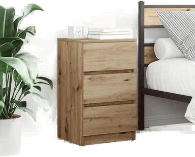 Vidaxl Nattskap 3 skuffer artisan eik