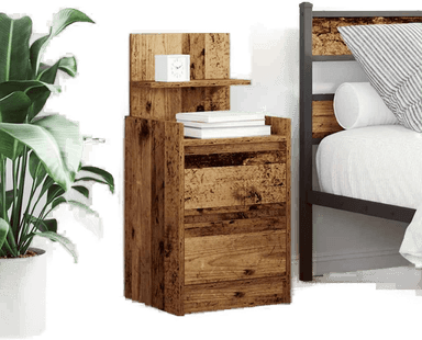 Vidaxl Nattbord gammelt tre 38x34x80 cm