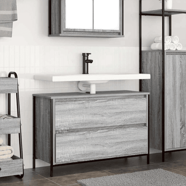 Vidaxl Baderomsservantskap Grå Eik 90 cm