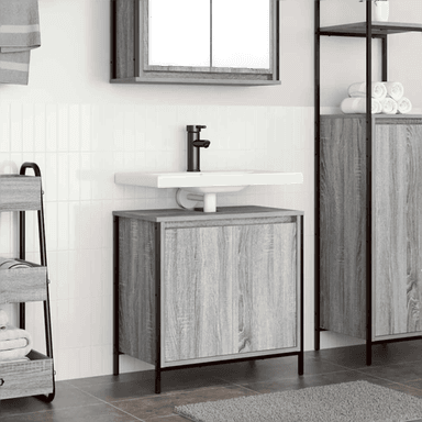 Vidaxl Baderomsservantskap grå eik 60 cm