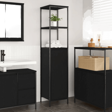 Vidaxl Baderomsskap svart eik 36x35x165 cm