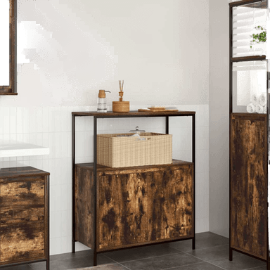 Vidaxl Baderomsskap røkt eik 76,5x35x95 cm