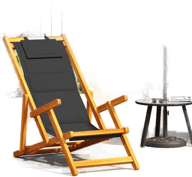 vidaXL Sammenleggbar strandstol svart