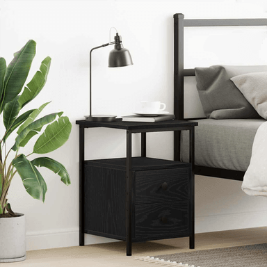 Vidaxl Nattbord svart eik 34x35,5 cm