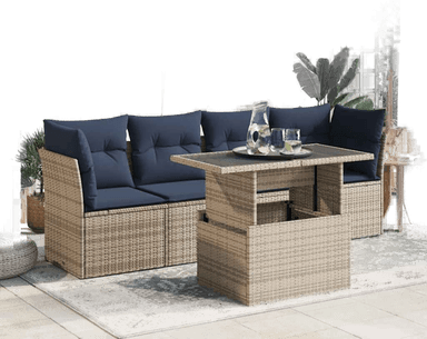 Vidaxl Hagesofa 5 deler grå polyrotting