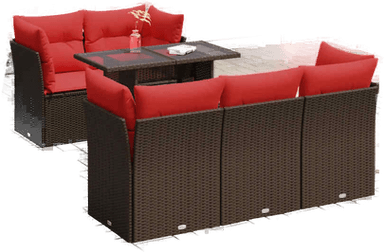 Vidaxl Hagesofa 6 deler brun