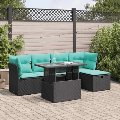 Vidaxl Hagesofa 6 deler svart polyrotting