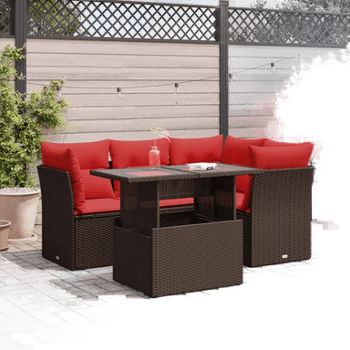 Vidaxl Hagesofa 5 deler brun