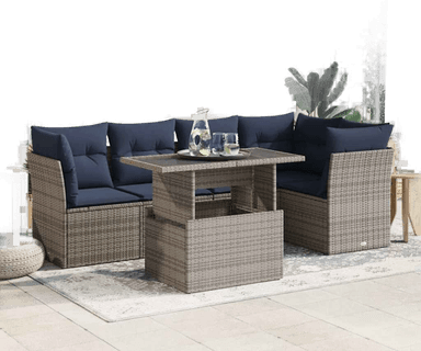 Vidaxl Hagesofa 6 deler grå