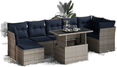 Vidaxl Hagesofa 8 deler grå polyrotting