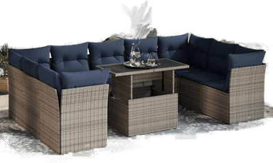 Vidaxl Hagesofa 10 deler grå