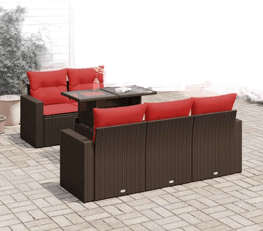 Vidaxl Hagesofa 6 deler brun