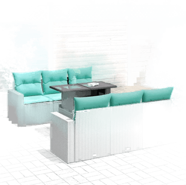 Vidaxl Hagesofa 7 deler svart