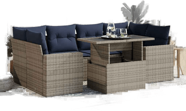 Vidaxl Hagesofa 7 deler grå polyrotting