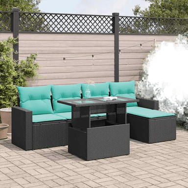 Vidaxl Hagesofa 6 deler svart