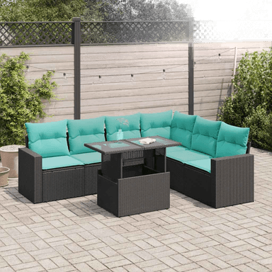 Vidaxl Hagesofa 7 deler svart