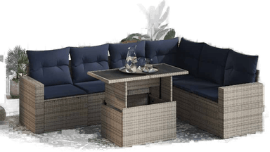 Vidaxl Hagesofa 7 deler svart