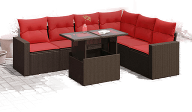 Vidaxl Hagesofa 7 deler grå polyrotting