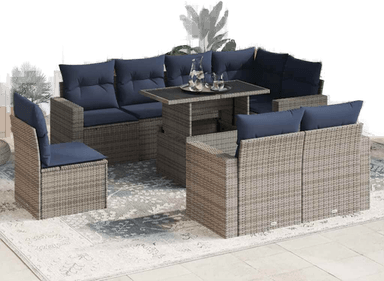 Vidaxl Hagesofa 9 deler grå polyrotting