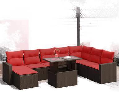 Vidaxl Hagesofa 9 deler brun