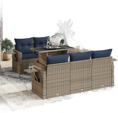 Vidaxl Hagesofa 6 deler grå