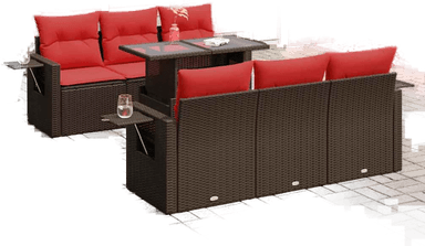 Vidaxl Hagesofa 7 deler brun