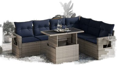 Vidaxl Hagesofa 7 deler grå