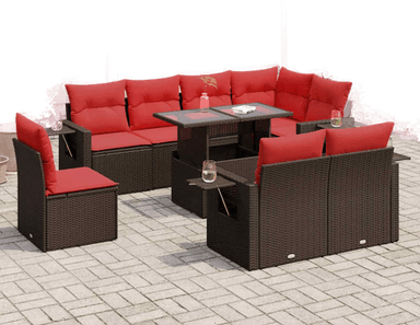 Vidaxl Hagesofa 9 deler brun