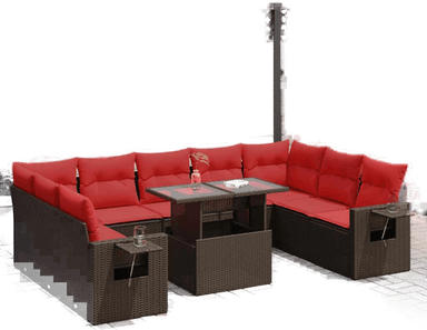 Vidaxl Hagesofa 10 deler brun