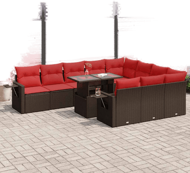 Vidaxl Hagesofa 11 deler brun