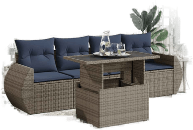 Vidaxl Hagesofa 5 deler grå polyrotting