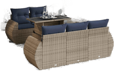 Vidaxl Hagesofa 6 deler grå polyrotting