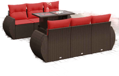 Vidaxl Hagesofa 7 deler brun