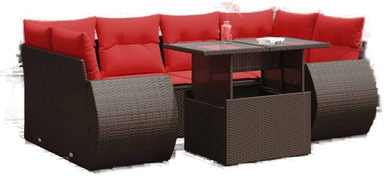 Vidaxl Hagesofa 7 deler brun