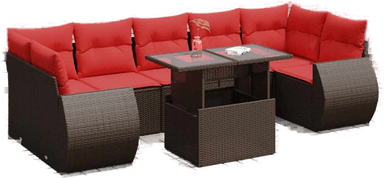 Vidaxl Hagesofa 8 deler brun