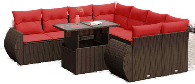 Vidaxl Hagesofa 9 deler brun