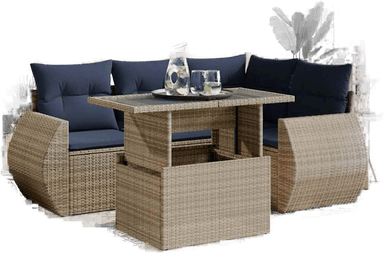 Vidaxl Hagesofa 5 deler grå polyrotting