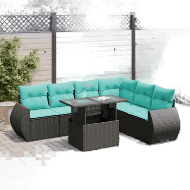 Vidaxl Hagesofa 7 deler svart