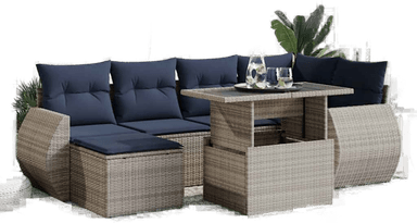 Vidaxl Hagesofa 7 deler grå polyrotting