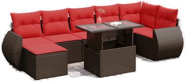 Vidaxl Hagesofa 8 deler brun