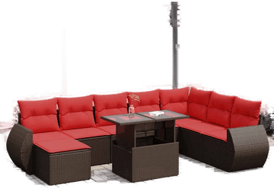 Vidaxl Hagesofa 9 deler brun