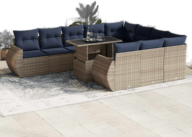 Vidaxl Hagesofa 11 deler grå polyrotting