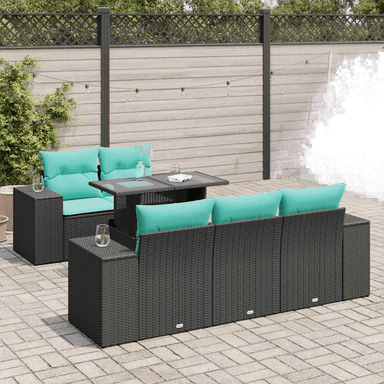 Vidaxl Hagesofa 6 deler svart