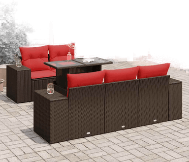 Vidaxl Hagesofa 6 deler brun