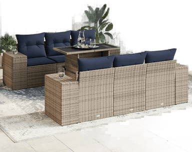 Vidaxl Hagesofa 7 deler grå polyrotting